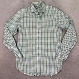 TWILLORY Mens 15 32/33 Gingham Check Tailored Fit Dress Shirt Green Blue Preppy